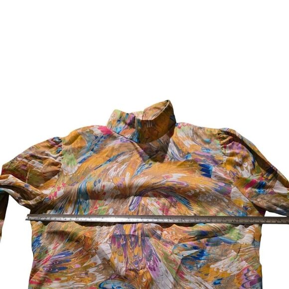 Vintage Handmade 70s Psychedelic Spin Mock Neck Top Art Mod Abstract Groovy - Picture 3 of 4